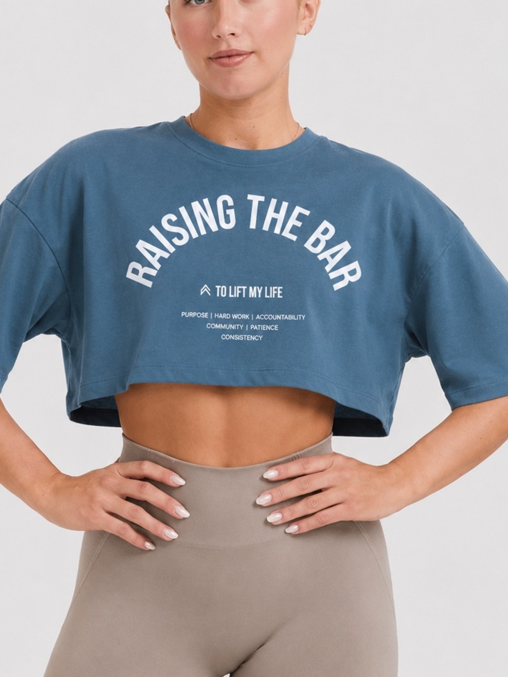 Oner Active Raised Bar Cropped Tee - Blue